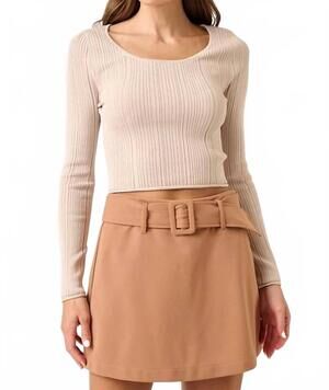 NEW MITTOSHOP scoop neck rib knit sweater in sand